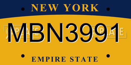 MBN3991 New York License Plate