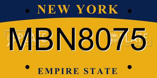 MBN8075 New York License Plate
