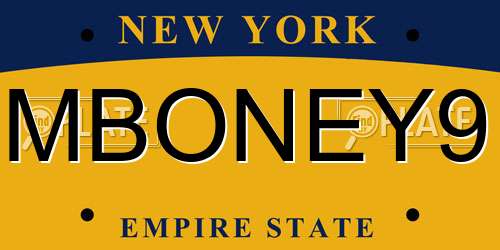 MBONEY9 New York License Plate