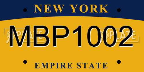 MBP1002 New York License Plate