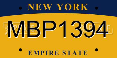 MBP1394 New York License Plate