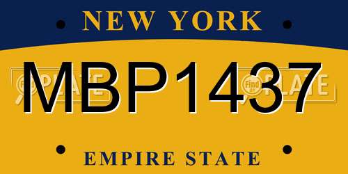 MBP1437 New York License Plate