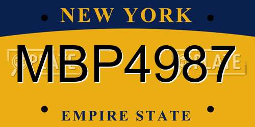MBP4987 New York License Plate