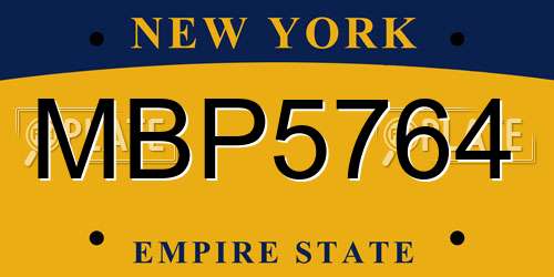 MBP5764 New York License Plate