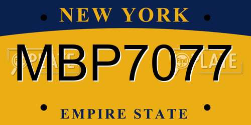MBP7077 New York License Plate