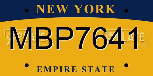 MBP7641 New York License Plate