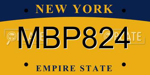 MBP824 New York License Plate