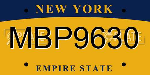 MBP9630 New York License Plate