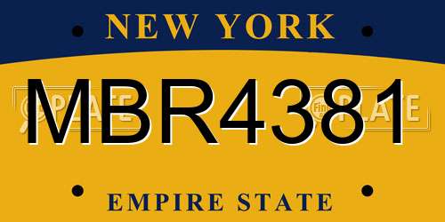 MBR4381 New York License Plate