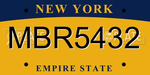 MBR5432 New York License Plate