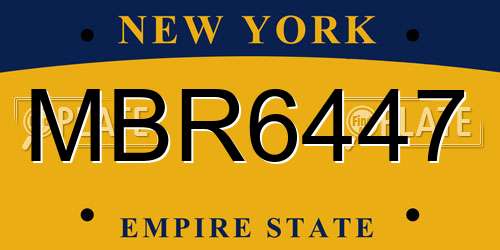 MBR6447 New York License Plate