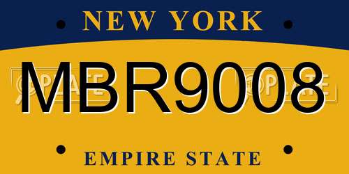 MBR9008 New York License Plate