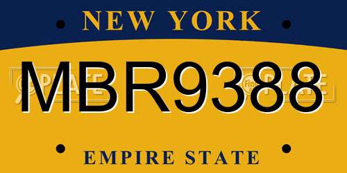 MBR9388 New York License Plate