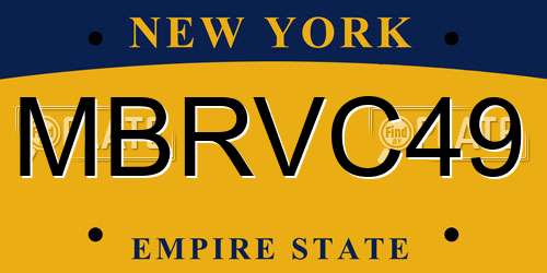 MBRVC49 New York License Plate