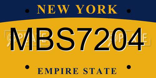MBS7204 New York License Plate