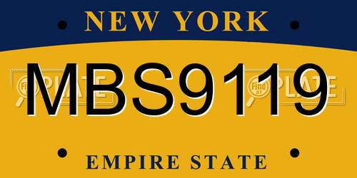 MBS9119 New York License Plate