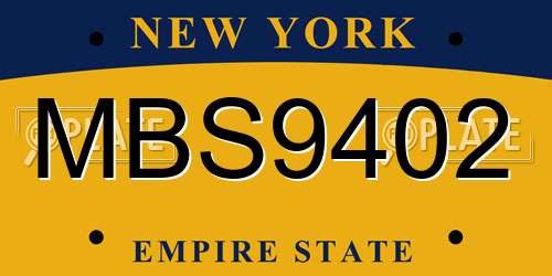 MBS9402 New York License Plate