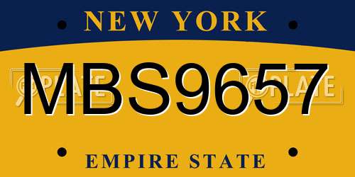 MBS9657 New York License Plate