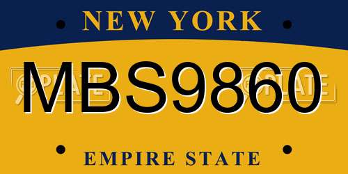 MBS9860 New York License Plate