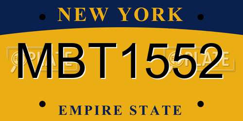 MBT1552 New York License Plate