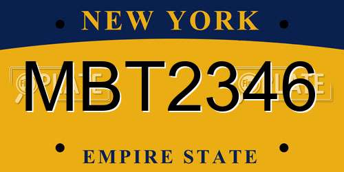 MBT2346 New York License Plate