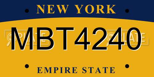 MBT4240 New York License Plate