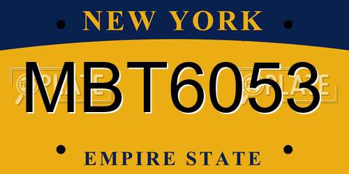 MBT6053 New York License Plate