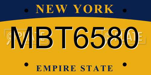 MBT6580 New York License Plate