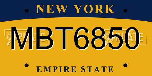 MBT6850 New York License Plate