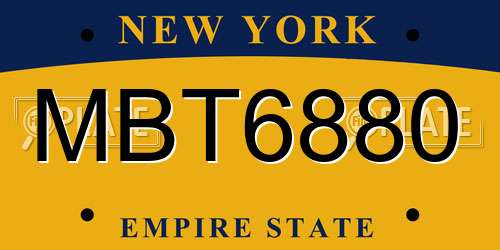 MBT6880 New York License Plate