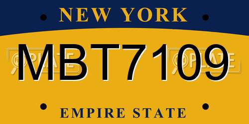 MBT7109 New York License Plate
