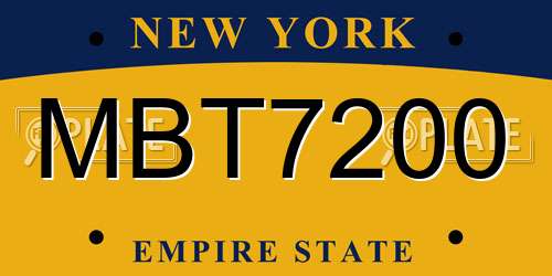 MBT7200 New York License Plate