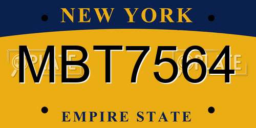 MBT7564 New York License Plate