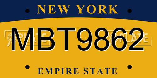 MBT9862 New York License Plate