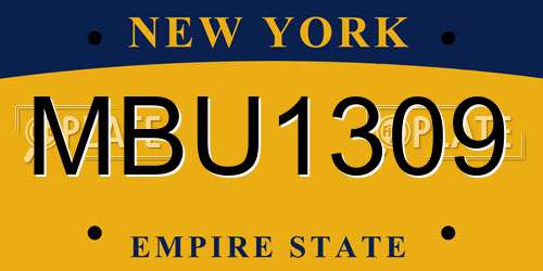 MBU1309 New York License Plate