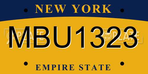 MBU1323 New York License Plate