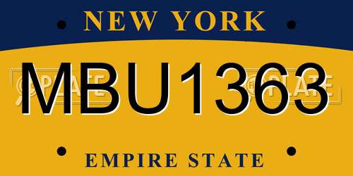 MBU1363 New York License Plate