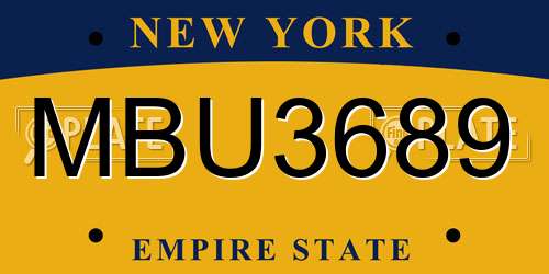 MBU3689 New York License Plate