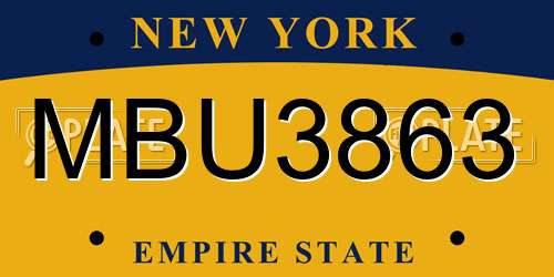 MBU3863 New York License Plate