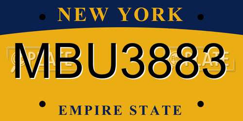 MBU3883 New York License Plate