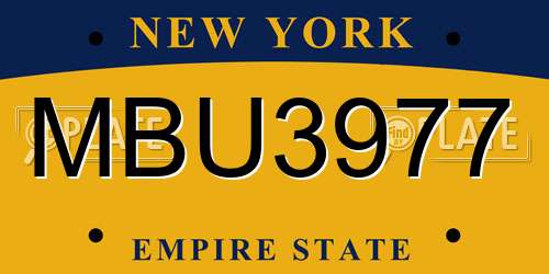 MBU3977 New York License Plate