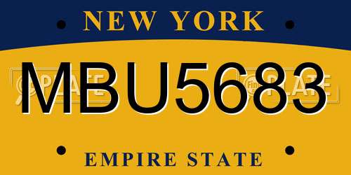 MBU5683 New York License Plate