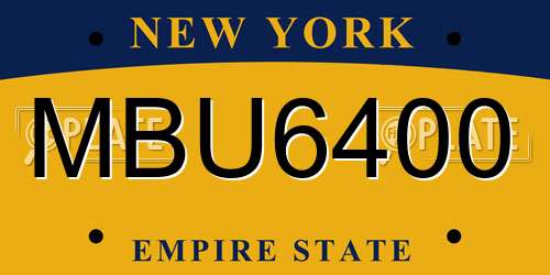 MBU6400 New York License Plate