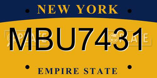 MBU7431 New York License Plate