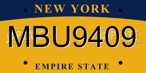 MBU9409 New York License Plate