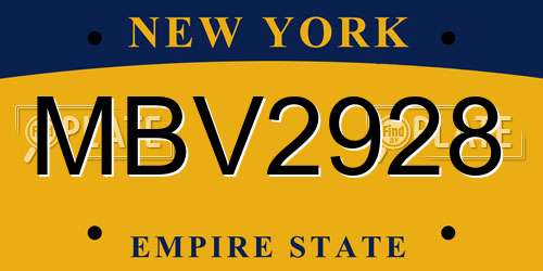 MBV2928 New York License Plate