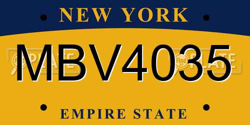 MBV4035 New York License Plate