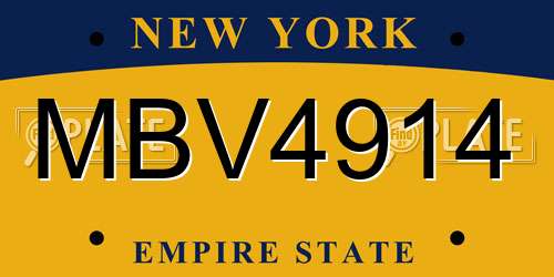 MBV4914 New York License Plate