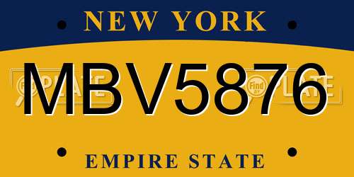MBV5876 New York License Plate