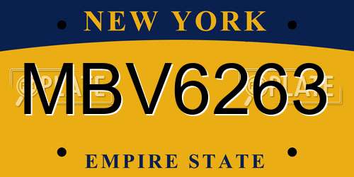MBV6263 New York License Plate